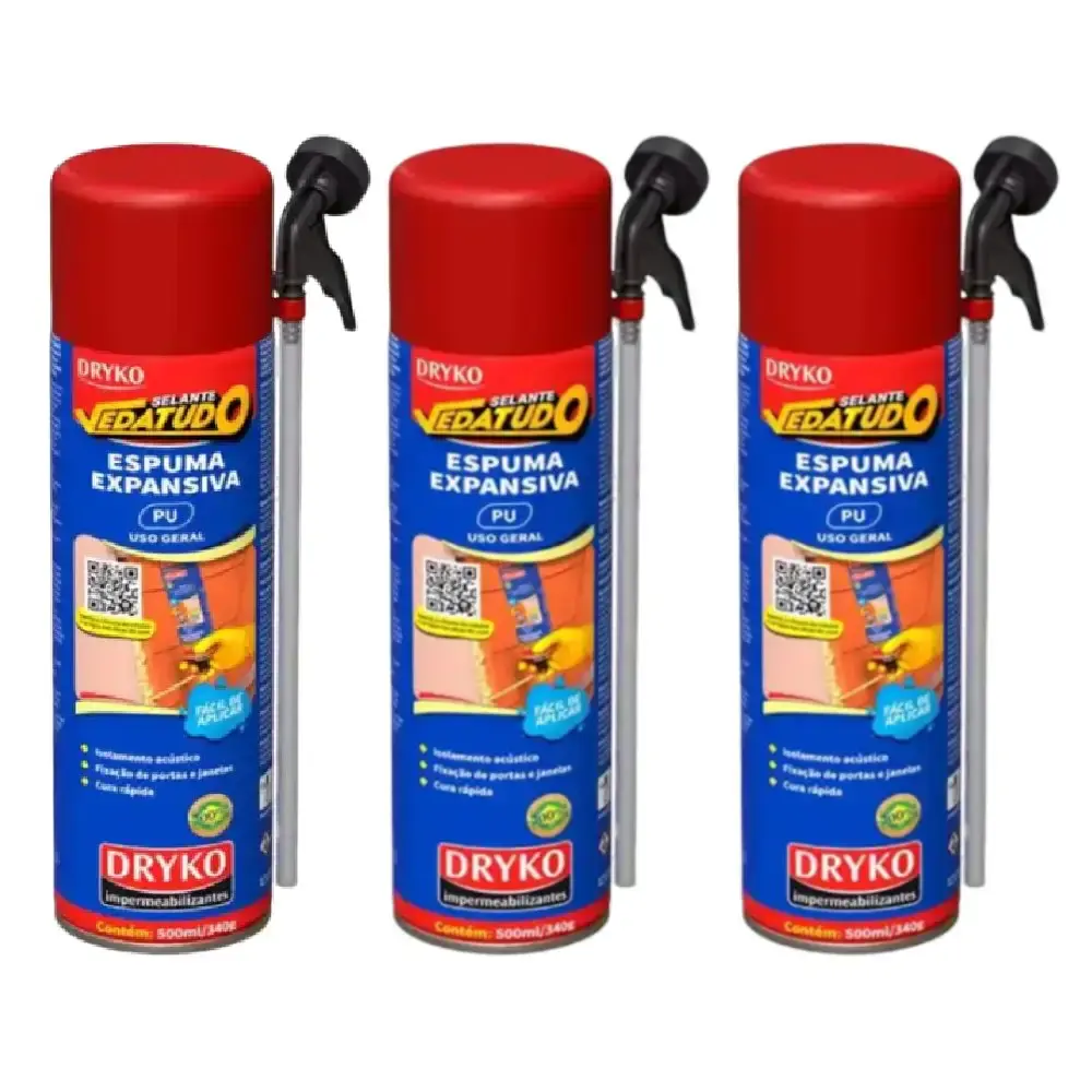 Espuma Expansiva Vedatudo Poliuretano 500 ml 3 Unidades DRYKO