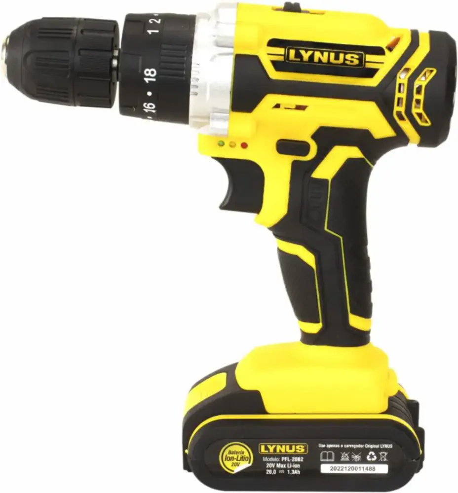 Parafusadeira furadeira impacto com 2 baterias 20V carregador e maleta PFL-20B2 Lynus — fotografia 6