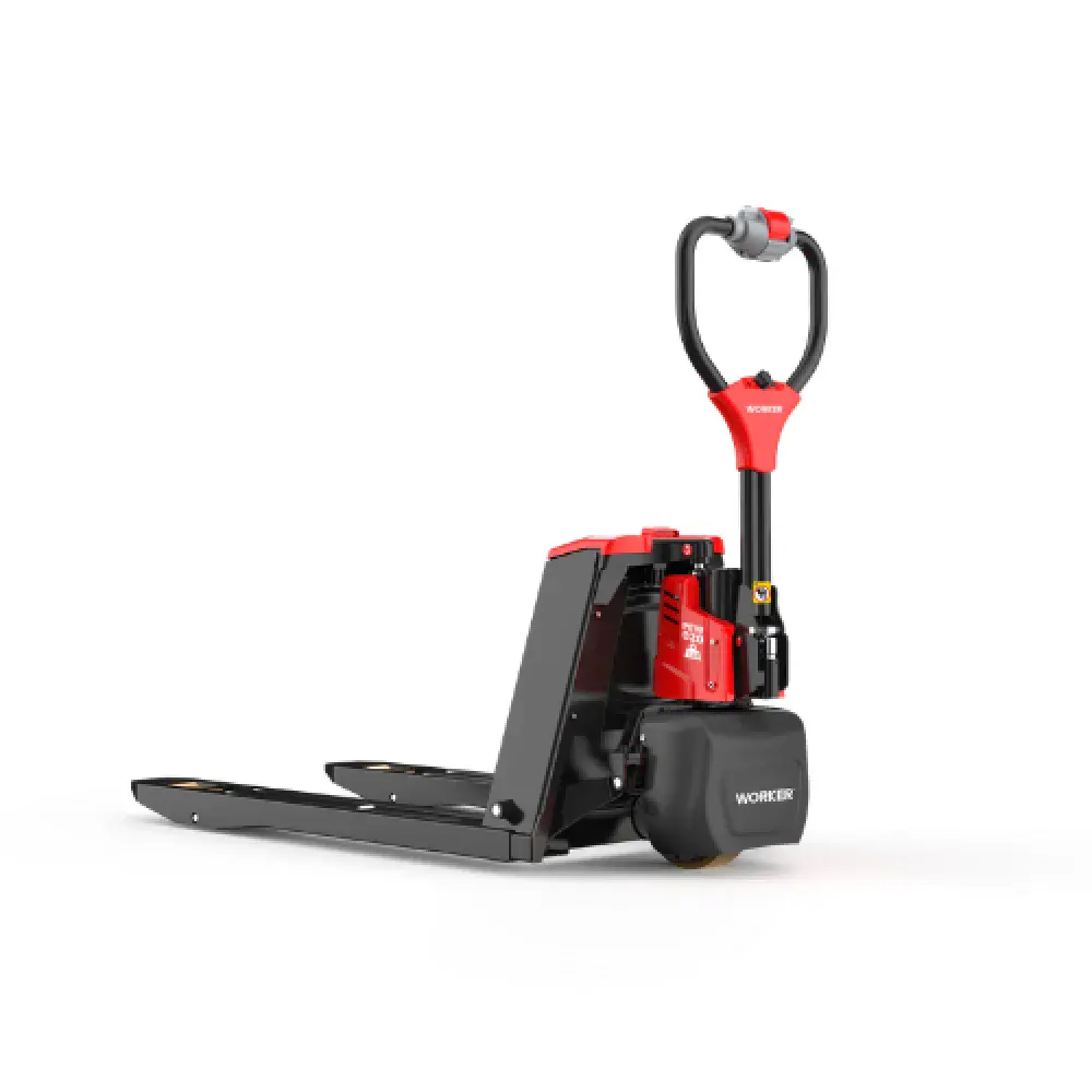Paleteira elétrica hidráulica 1,5T garfo 1150X685MM elevação 187MM roda dupla 20AH pew 020 Worker