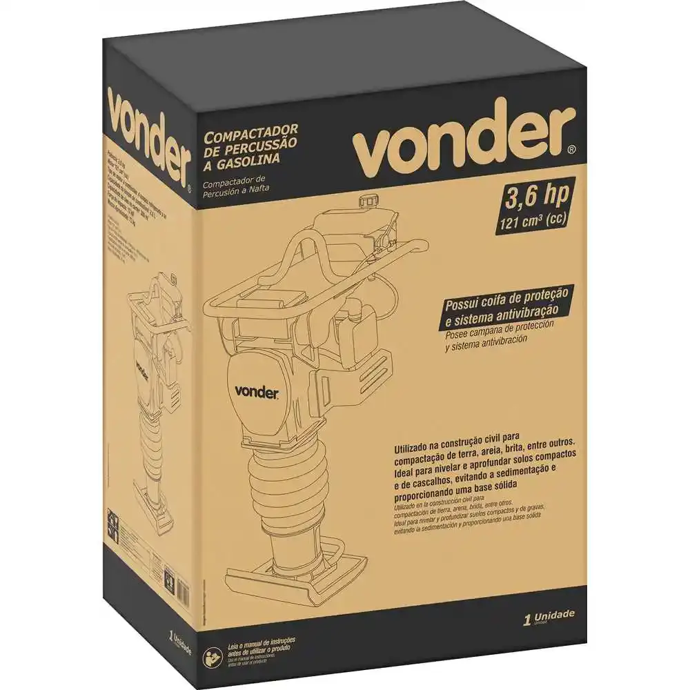 Compactador de Solo Percussão gasolina com Motor Honda de 3,6 HP 4T VONDER — fotografia 8