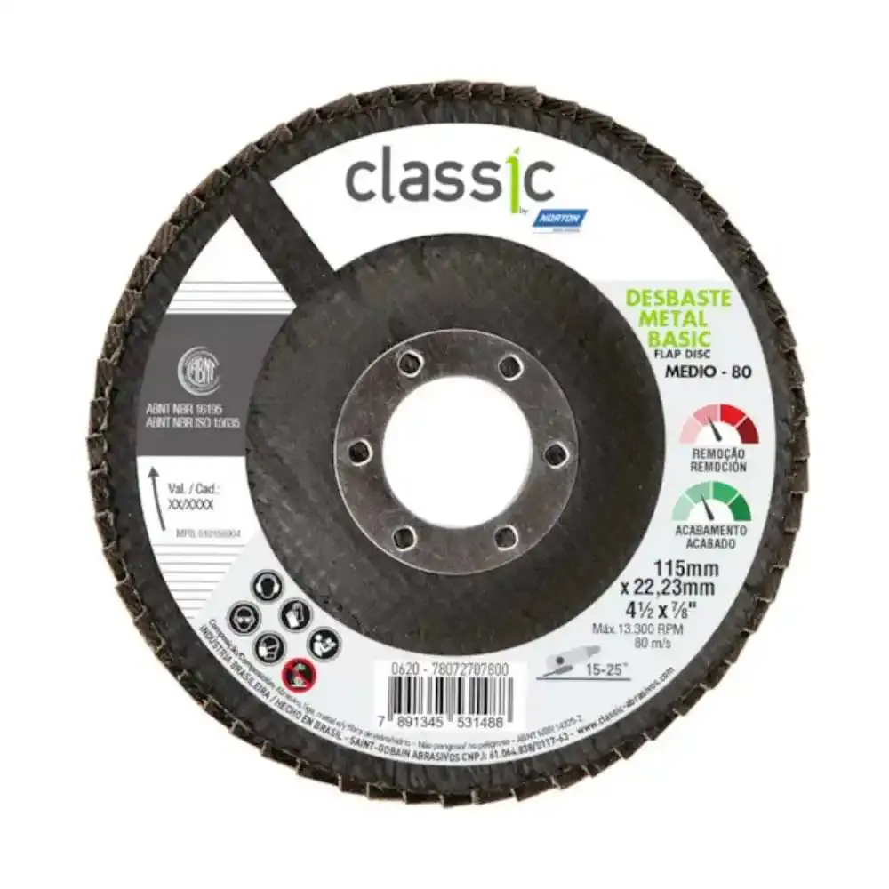 Disco de lixa flap 4.1/2"GR 60 — fotografia de referência