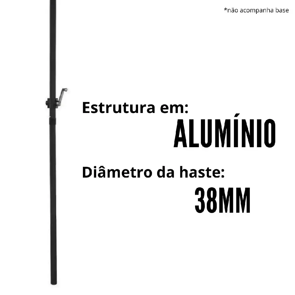 Ombrellone preto 2,70M articulado com manivela IWOBCA270PT ImportWay — fotografia 4