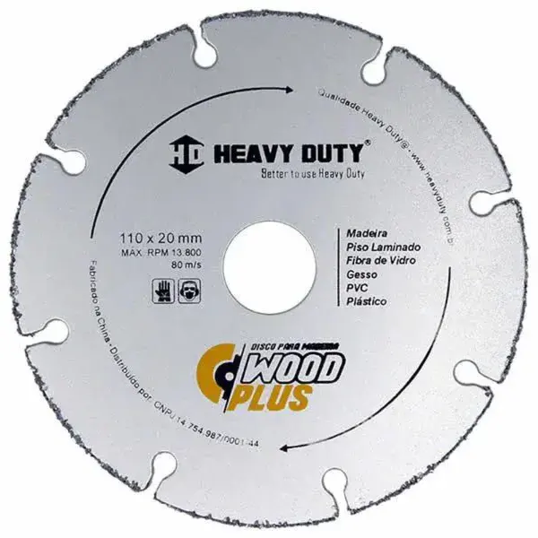 Disco de Corte Madeira 110 x 20mm - Heavy Duty