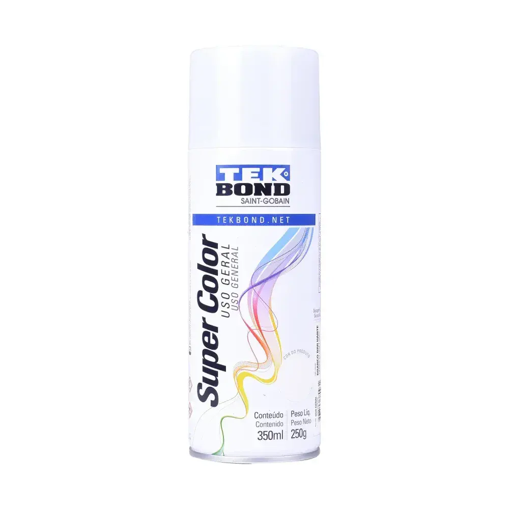 Tinta spray uso geral branco brilho 350ML Tekbond — fotografia 6