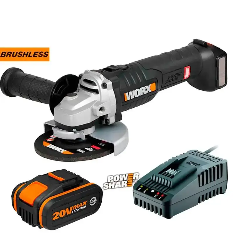 Kit esmerilhadeira angular à bateria 20V com bateria 4AH e carregador power share Worx