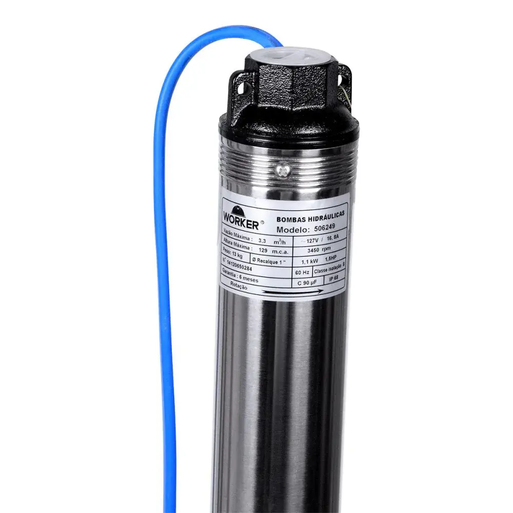 Bomba submersa multiestágio 3 1,5HP 1100W Worker — fotografia 5