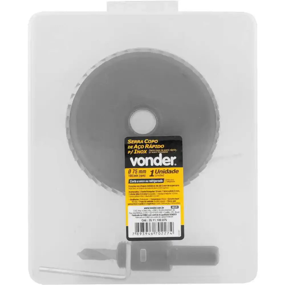 Serra copo aço rápido 75MM para inox Vonder — fotografia 4
