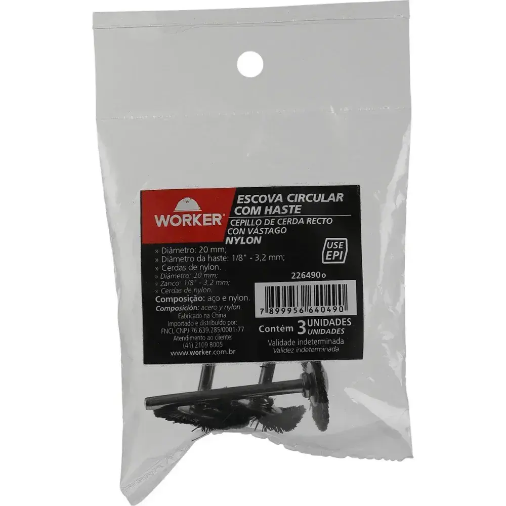 Escova circular de nylon com haste 1/8” 20MM Worker — fotografia 8