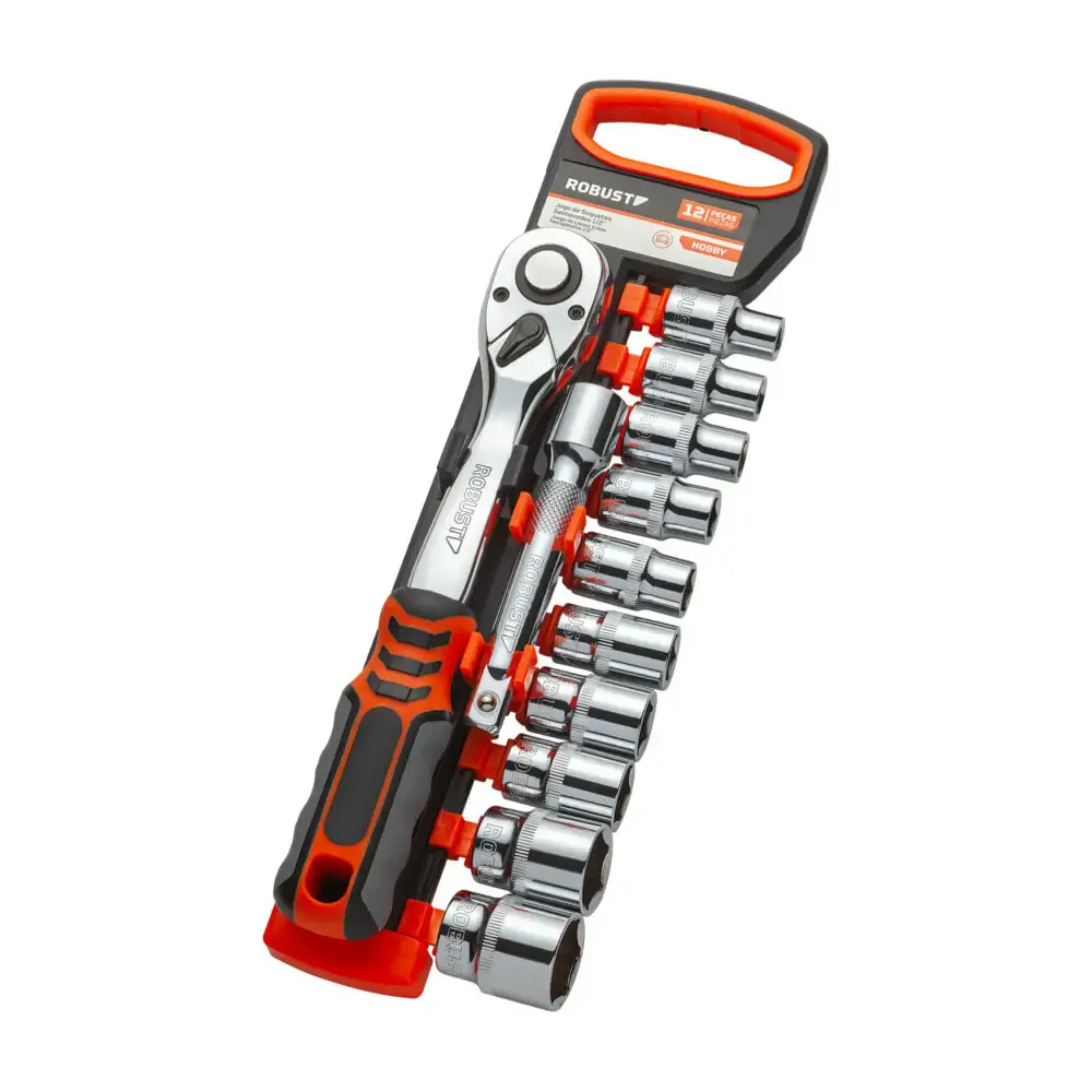 Jogo de Soquetes Sextavados 10 a 24 mm 12 peças ROBUST