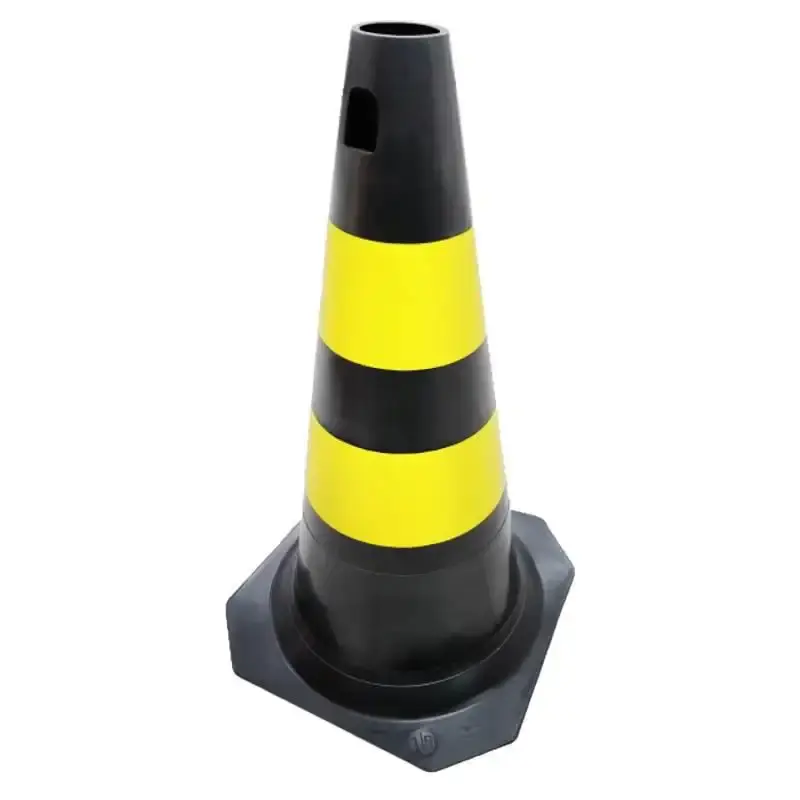 Cone sinalizador rígido PLT de PVC amarelo e preto 50 CM Plastcor