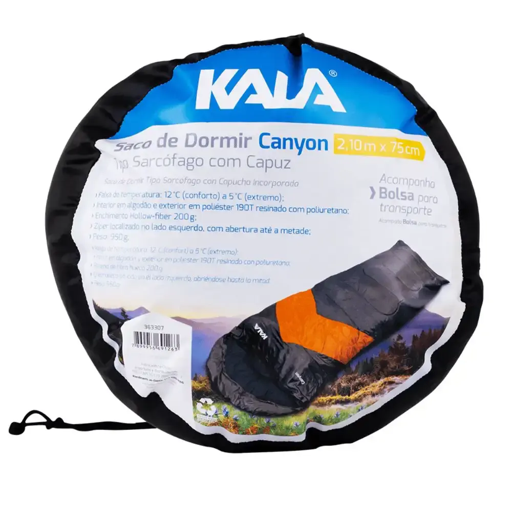 Saco de dormir com capuz camping 5ºC a 12ºC canyon 363307 Kala — fotografia 4