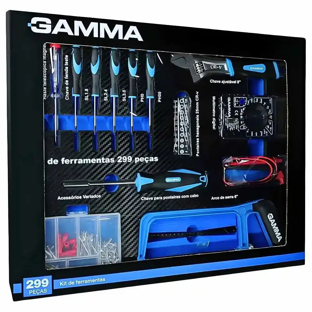 Kit de ferramentas manuais com 299 peças G19565AC Gamma