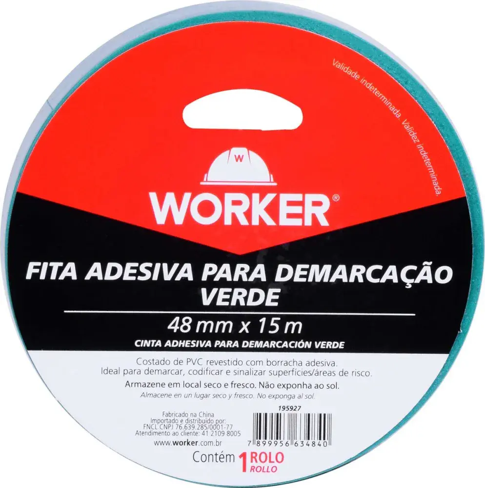 Fita adesiva para demarcação 48MMX15M verde Worker — fotografia 5