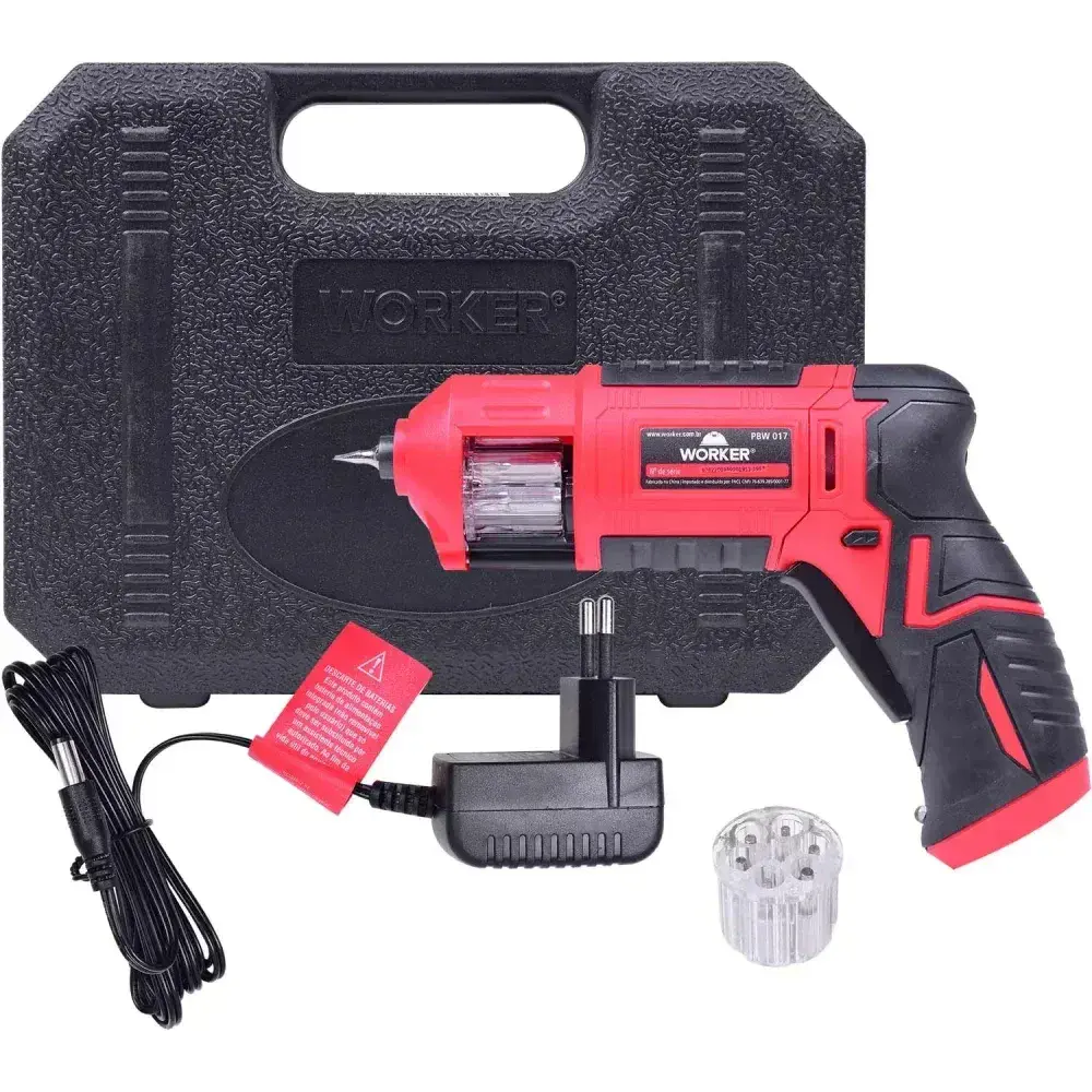 Parafusadeira a bateria pbw 017 com 17 peç 3,6V bivolt Worker — fotografia 7
