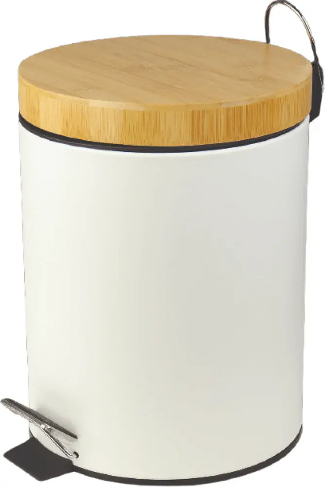 Lixeira tampa de bambu branca 5L Kala
