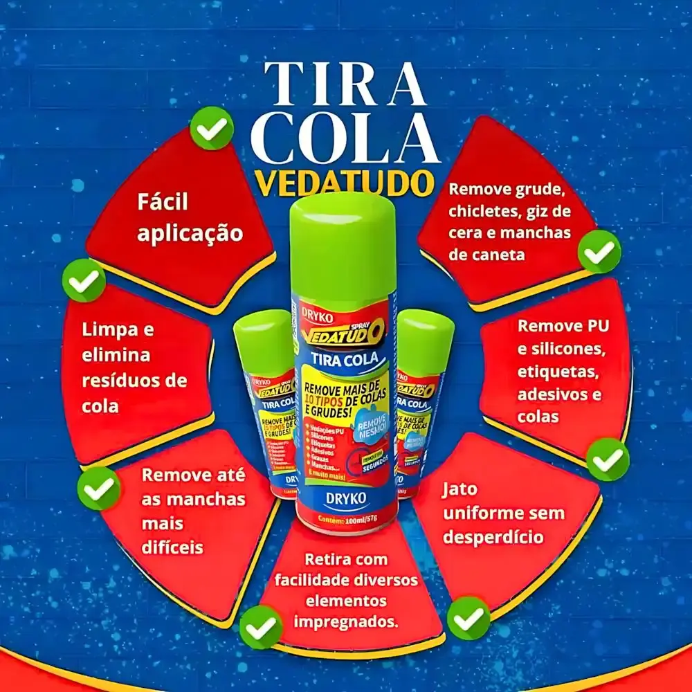 Removedor tira cola em spray 100ML vedatudo com 3 UNI Dryko — fotografia 5