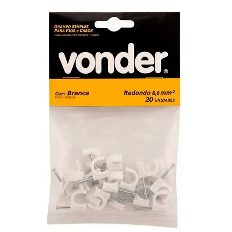 Grampo para fios 6.0 MM redondo kit 200 unidades Vonder — fotografia 3