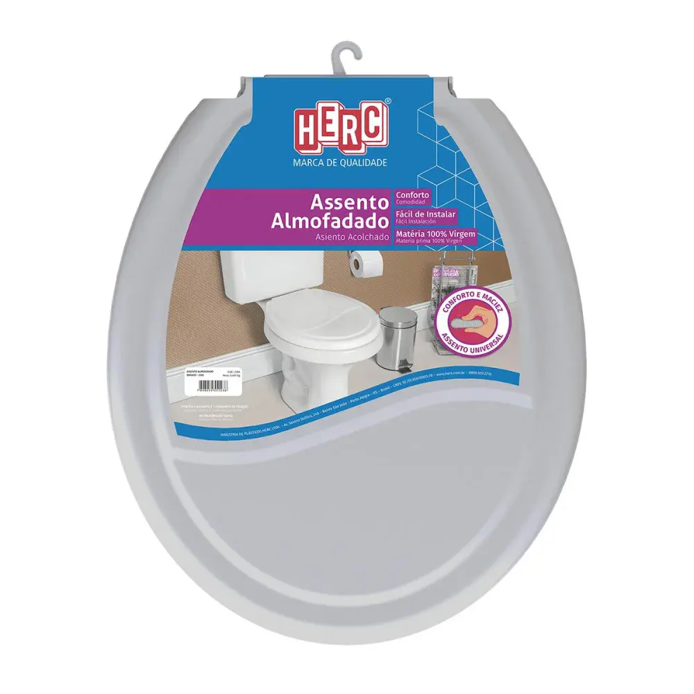 Assento sanitário almofadado cinza Herc