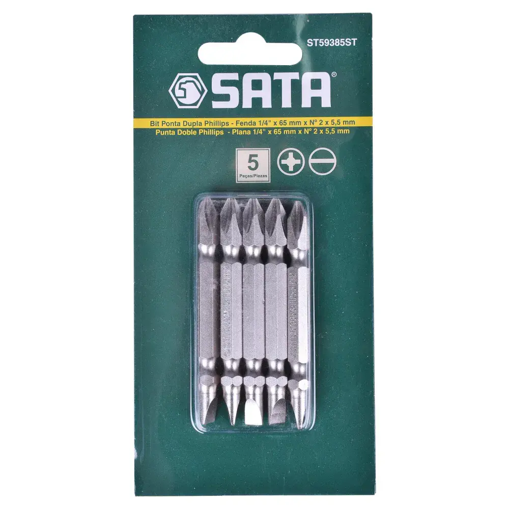 Pontas bits dupla fenda/phillips conjunto 5 peç Sata ST59385ST — fotografia de referência