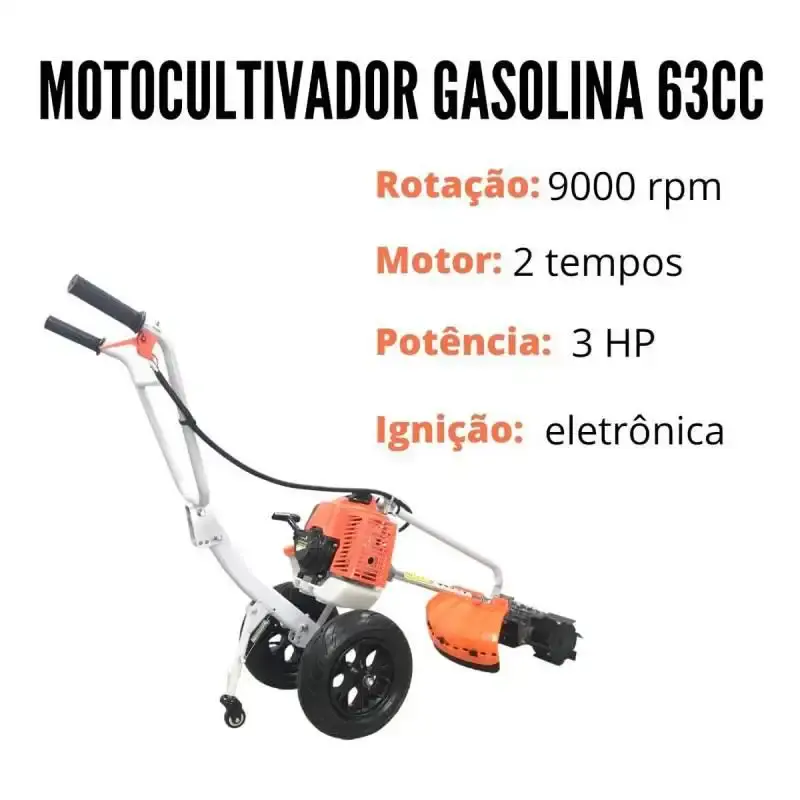 Motocultivador gasolina 3,0 HP 2T 63 CC 4 funções IWMCG2T63 ImportWay — fotografia 5