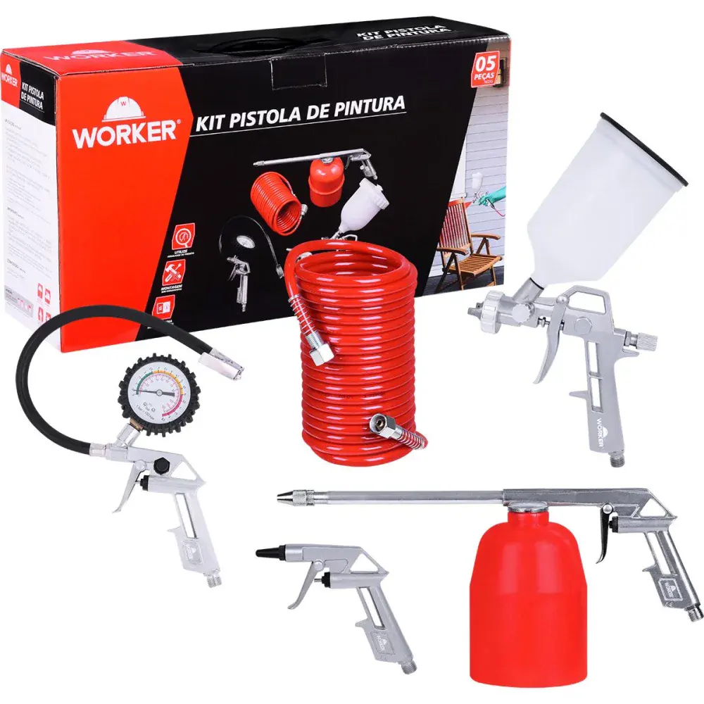 Kit pistola de pintura 5 peças Worker