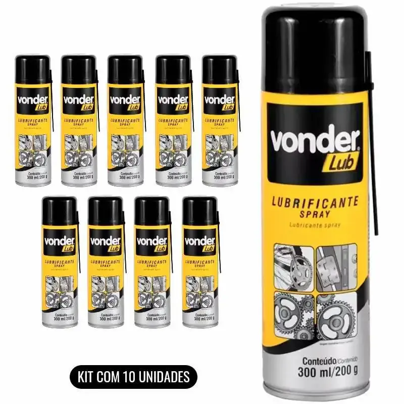 Desengripante lubrificante spray 300 ML 200 GR kit com 10 unidades Vonder — fotografia de referência