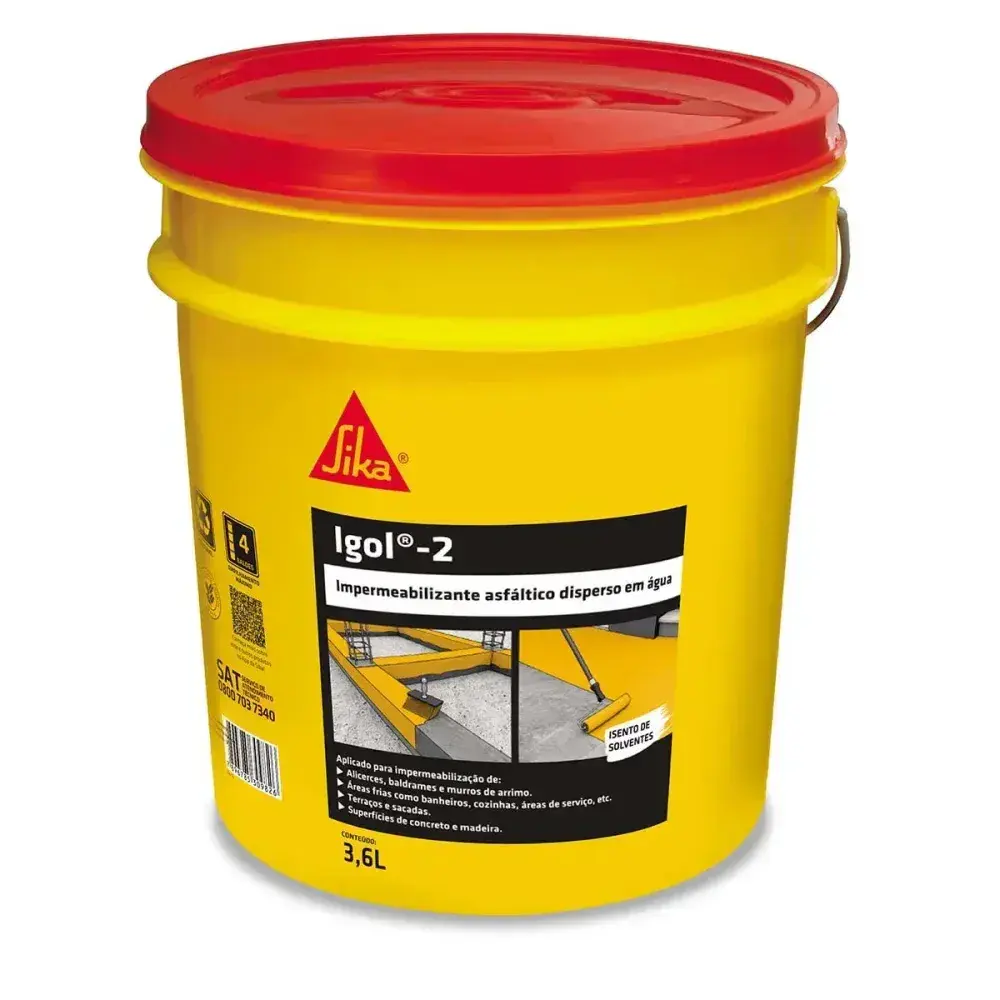 Igol asfalto eco impermeabilizante preto 3,6L Sika — fotografia 2