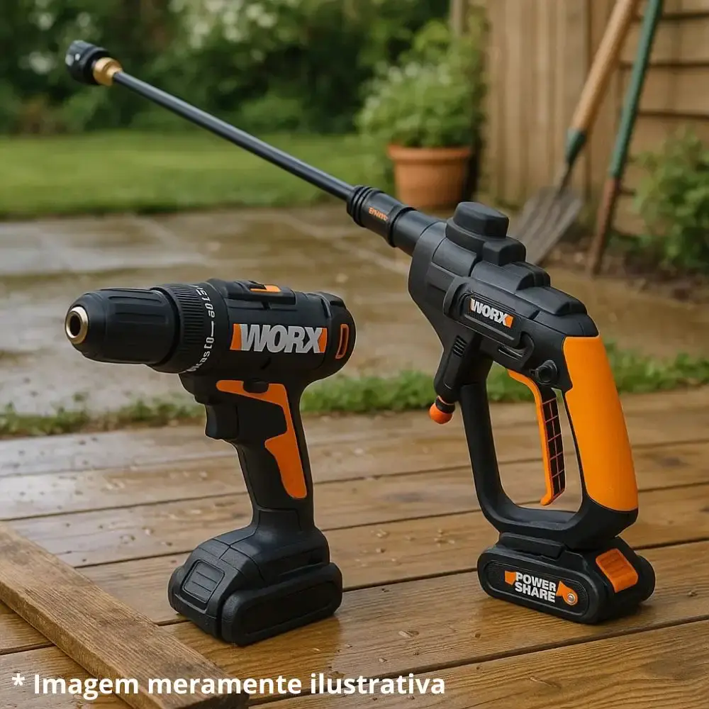 Parafusadeira furadeira 20V WX101.9 com lavadora de alta pressão WG620E worx Positec — fotografia 7