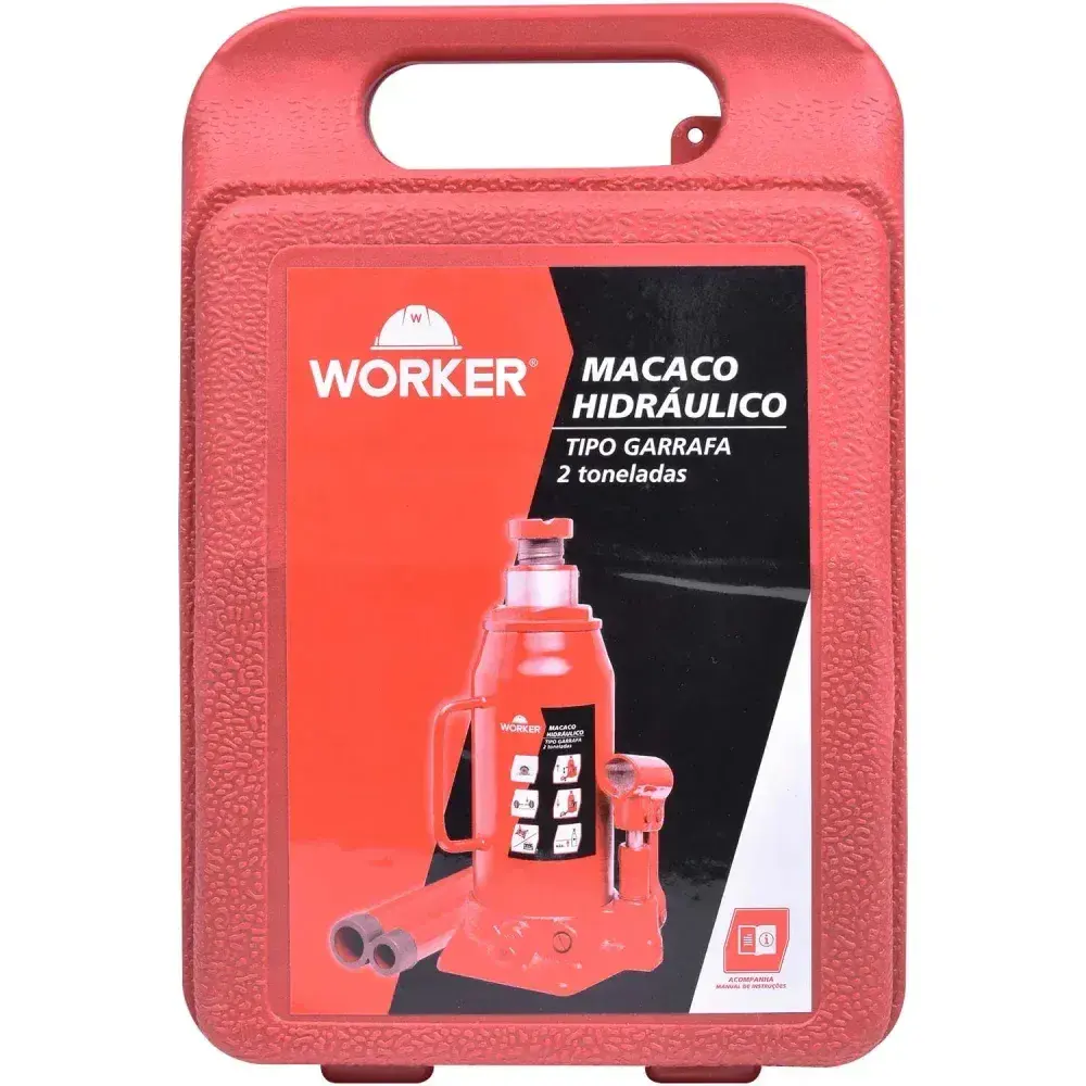 Macaco hidráulico garrafa com maleta 2T 60MM Worker — fotografia 10