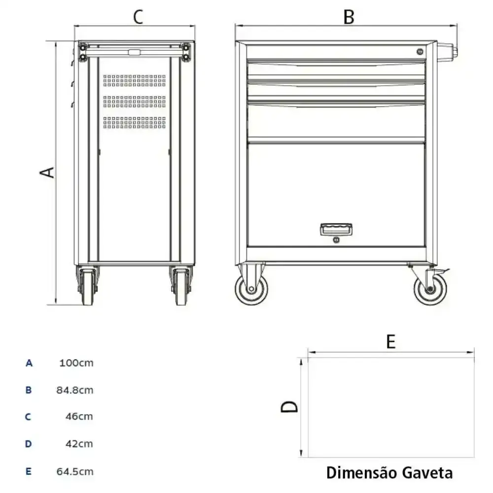 Carrinho para Ferramentas 100 x 84 x 46 CM 5 Gavetas com 136 Peças TRAMONTINA — fotografia 8