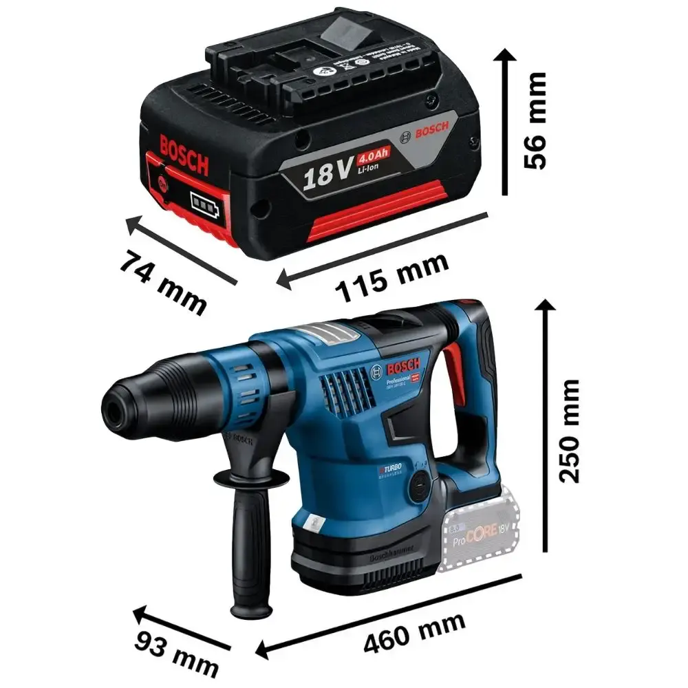 Martelete perfurador max 18V 7J 5KG brushless com bateria 4AH Bosch — fotografia 2