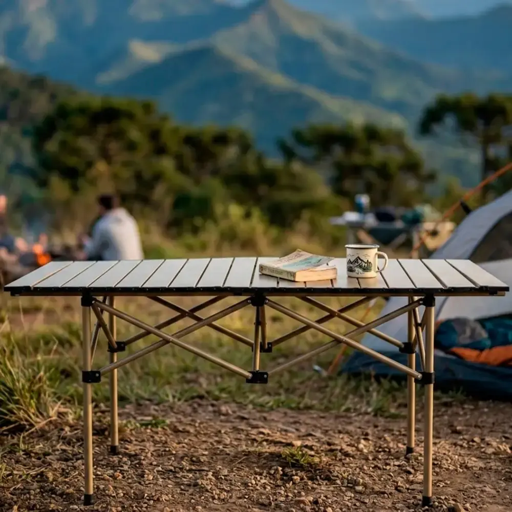 Mesa camping dobrável de acampamento portátil em aço 120X55X50CM Zelt — fotografia 2