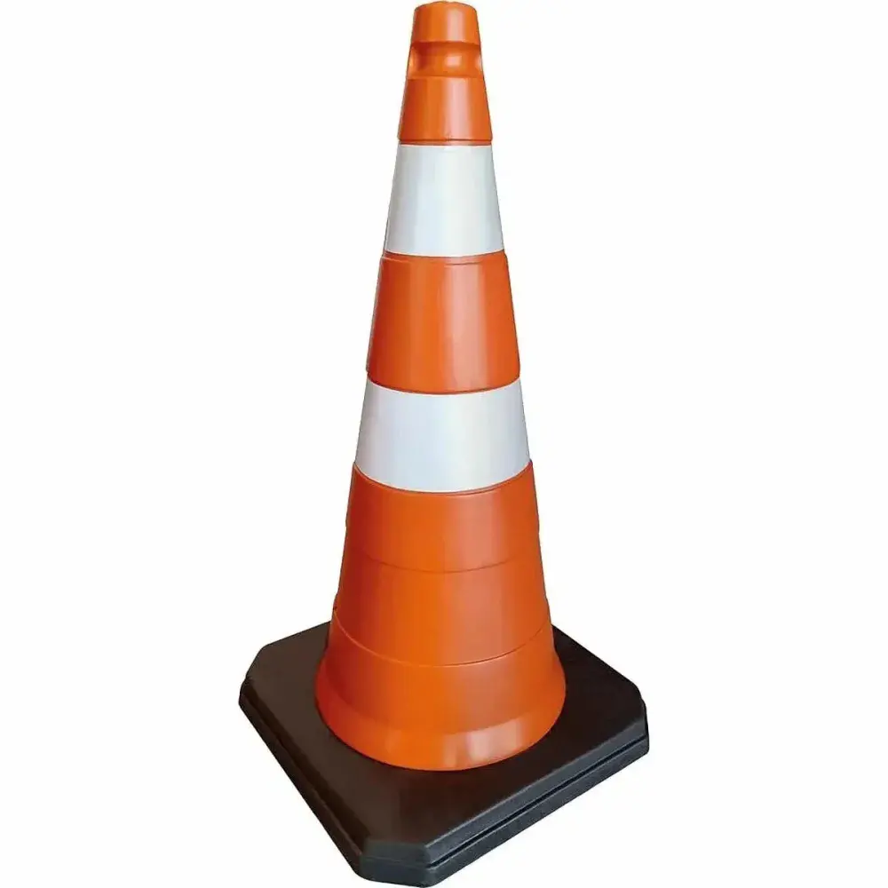Cone sinalização 75CM base borracha plascor Plastcor — fotografia 2