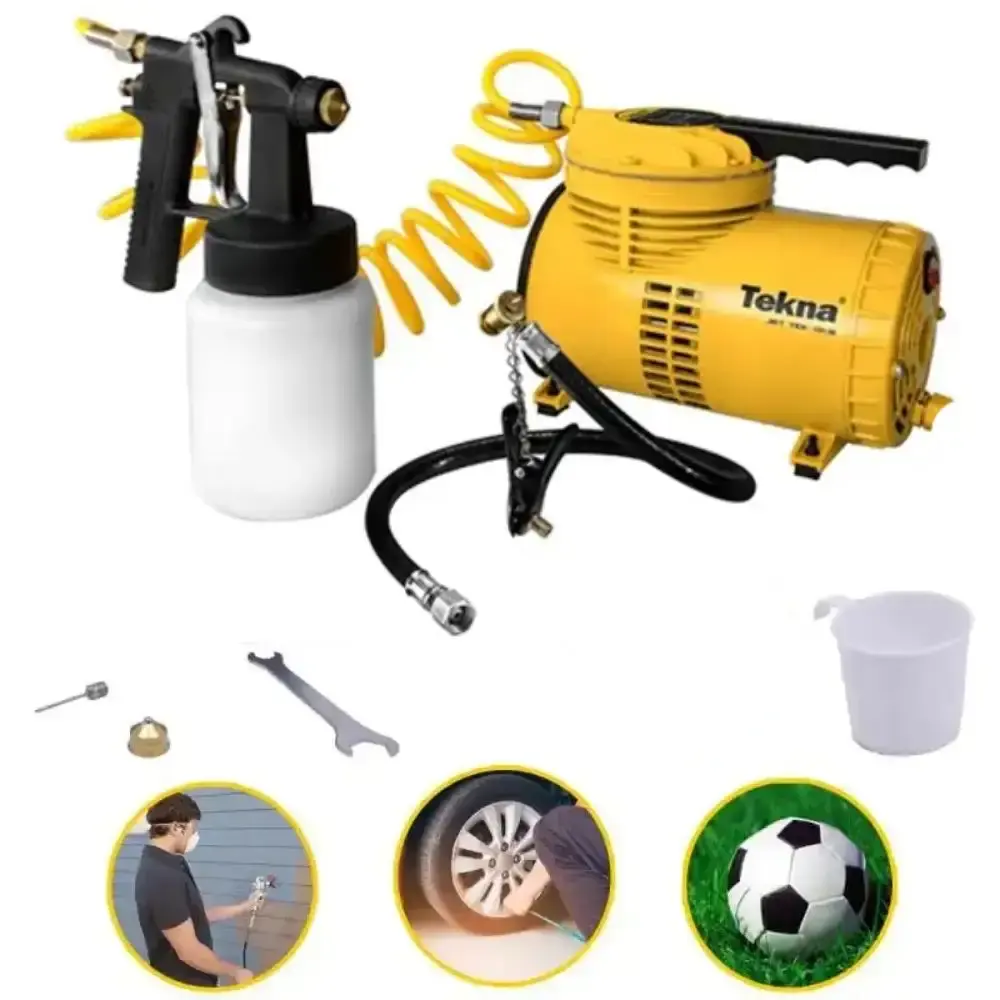 Compressor de ar direto 1/4 HP 50 PSI kit de acessórios bivolt CD12151BK Tekna