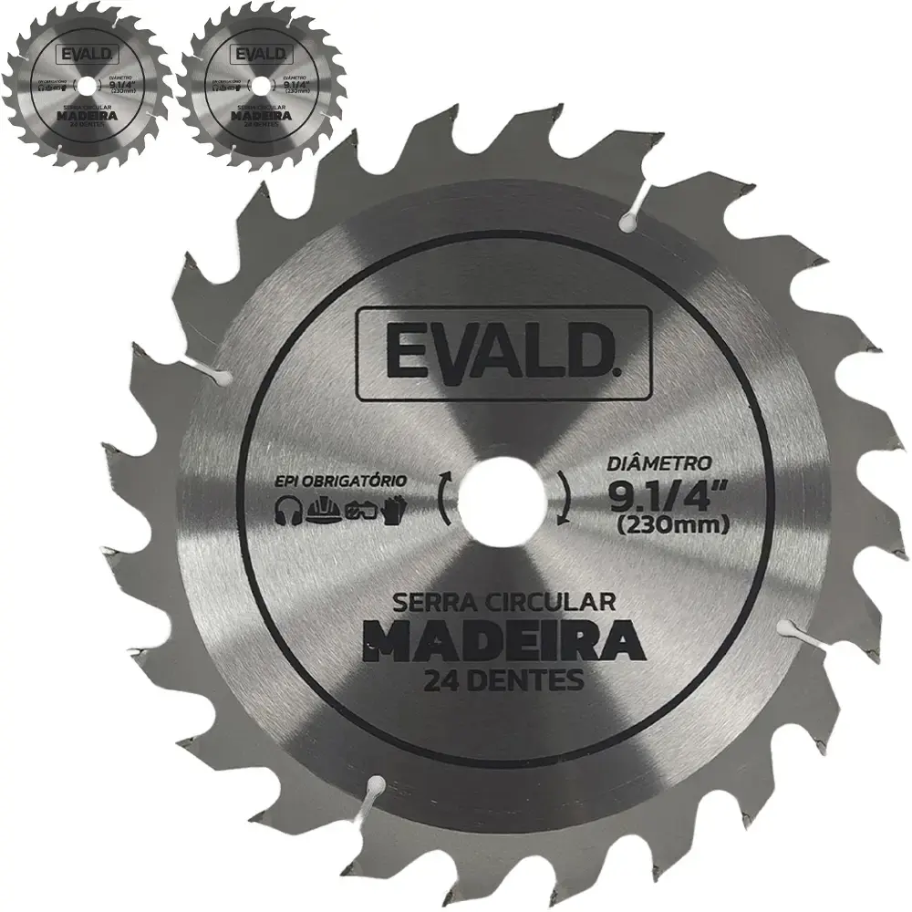 Disco de serra circular 9.1/4 POL 24 dentes com 3 unidades Evald