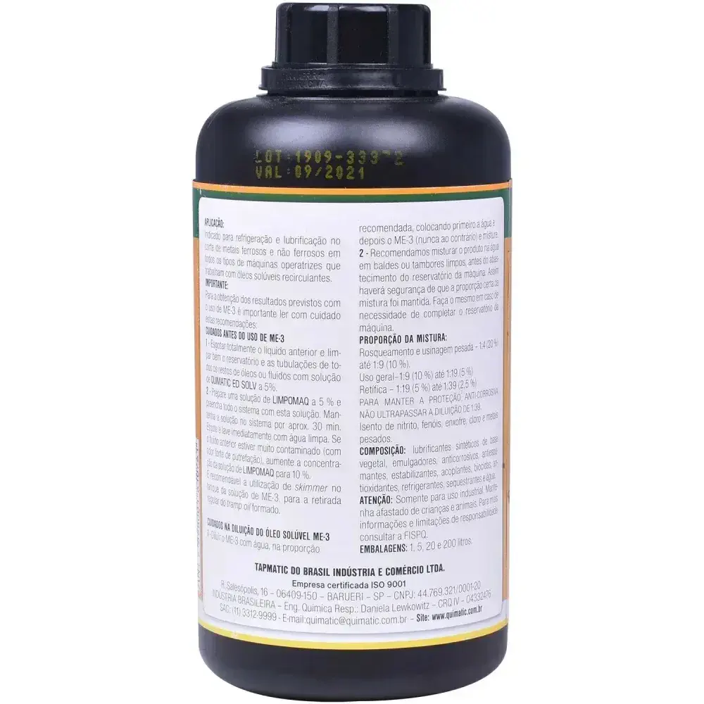 ME-3 óleo solúvel sintético vegetal - 1L - quimatic tapmatic — fotografia 6