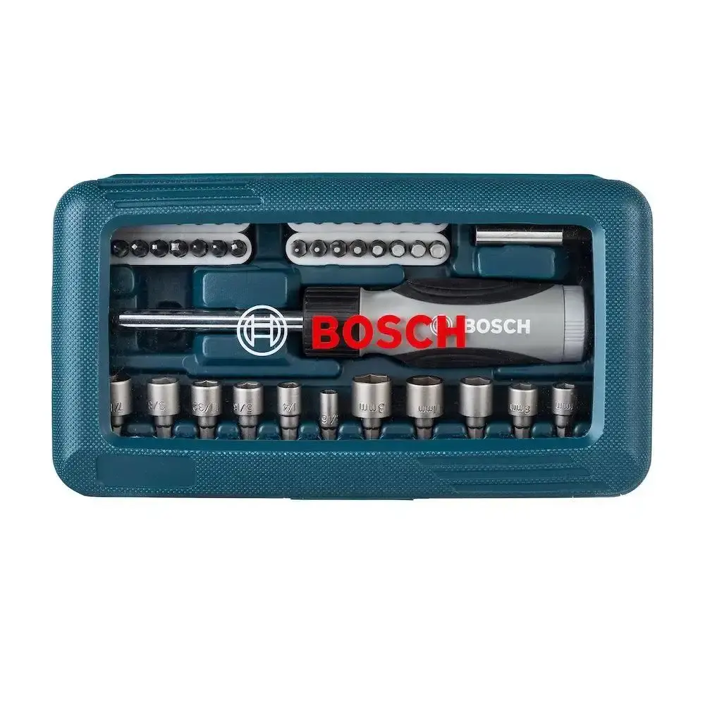 Estojo de bits e soquetes com chave 46 peças Bosch — fotografia 2