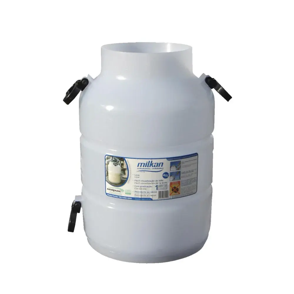 Galão para leite Milkan ordenhadeira 40L semi-transparente com medidor de nível