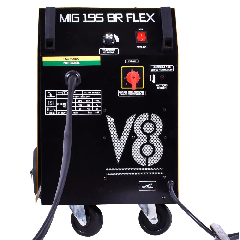 Máquina de solda mig flex 195A com tocha 6,2KVA 0,8MM 220V V8 brasil — fotografia 4