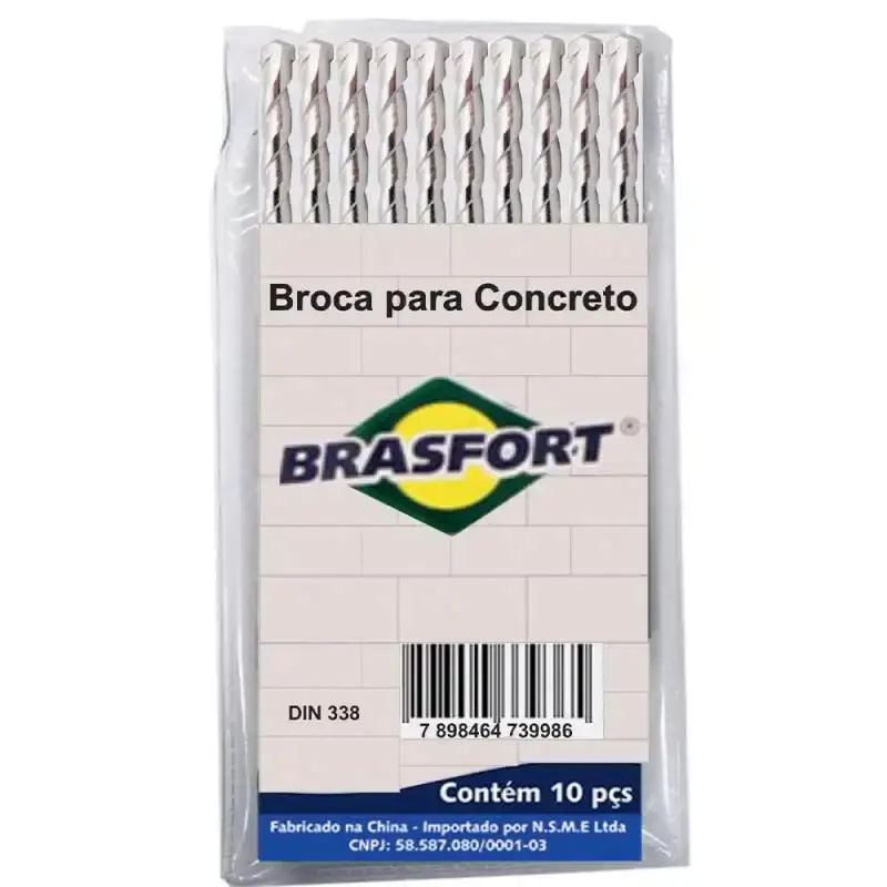 Kit 10 brocas para concreto 4 MM 7575 Brasfort — fotografia 3