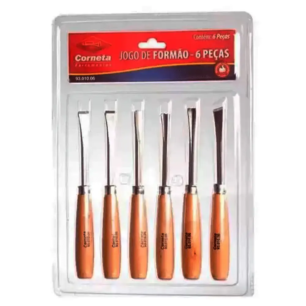 Jogo de formão para madeira kit com 6 peças 9301006 Corneta — fotografia 4
