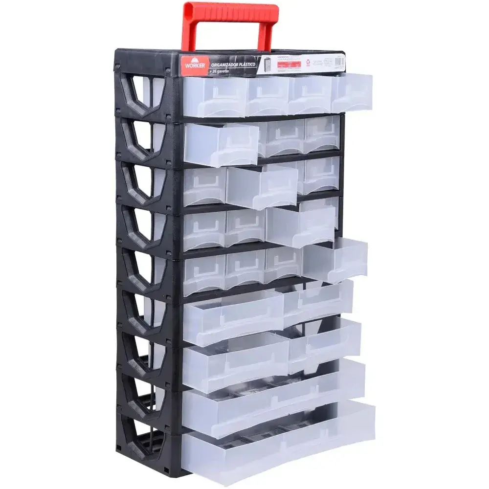 Organizador plástico 26 gavetas 31,5X14X56,5CM Worker — fotografia 7