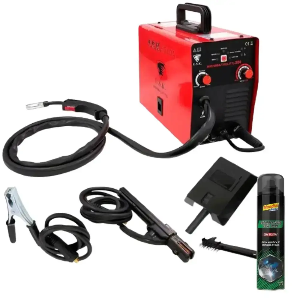Máquina de solda multiprocesso mig mma tig LIFT-200 220V USK com anti respingo spray 400ML mundial prime 220 V