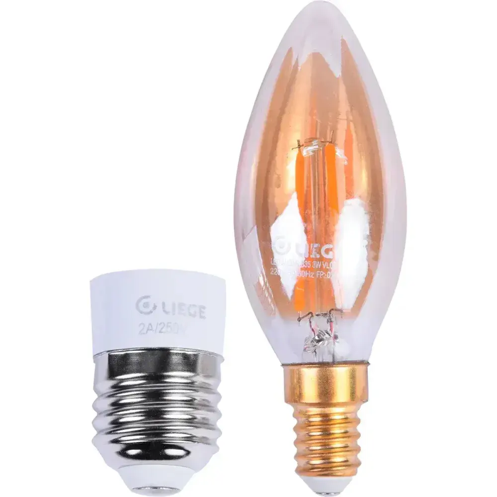 Lâmpada de led vela vintage âmbar B35 E14 3W Liege 127V — fotografia 7