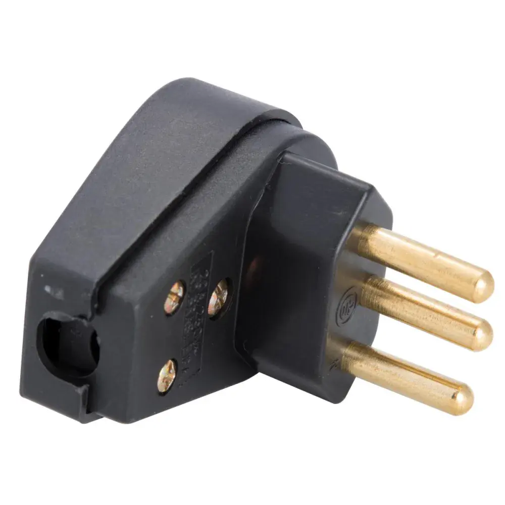 Plugue angular 2P+T 20A 250V preto Tramontina — fotografia de referência