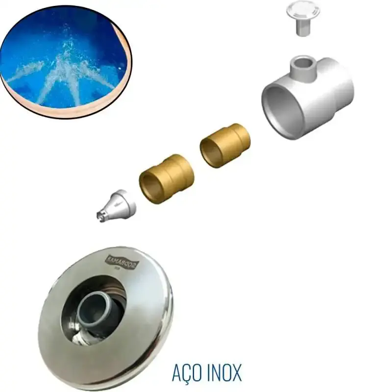 Dispositivo de hidromassagem premium flat em aço inox 316 para piscinas 023004 Sodramar — fotografia 2
