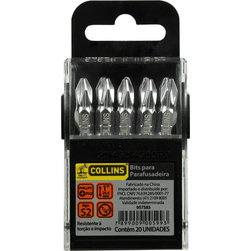 Bits PH2 1/4” ponta phillips dupla para parafusadeiras Collins