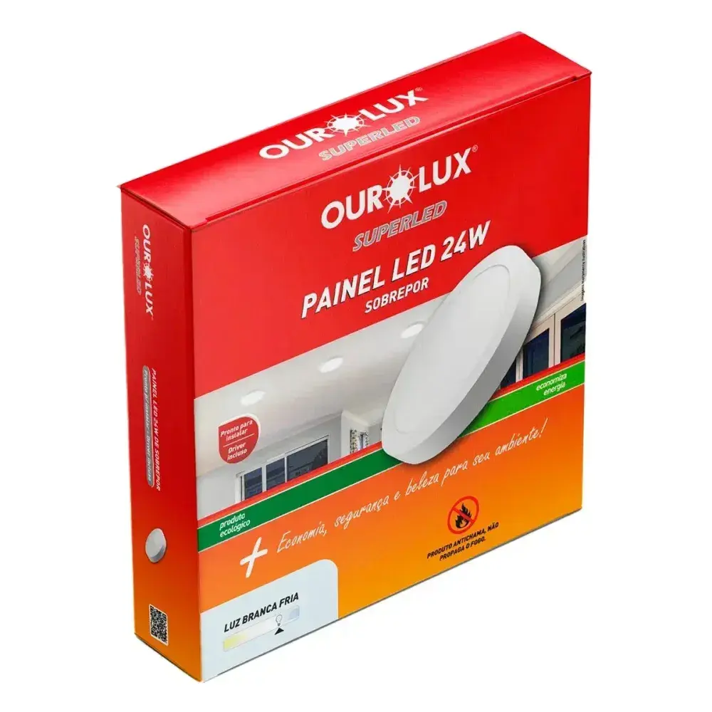 Painel led redondo sobrepor 28CM 24W 6500K biv Ourolux — fotografia 4