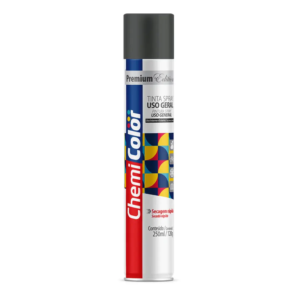 Tinta spray uso geral 250ML/120G grafite da Chemicolor