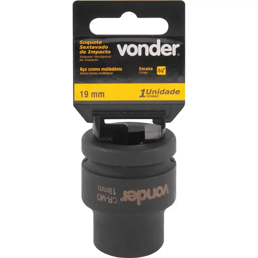 Soquete Sextavado de Impacto Encaixe 3/4 polegada 19Mm Cromado VONDER — fotografia 4